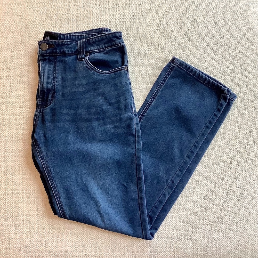Blue Straight Leg Jeans Medium Wash